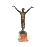Otto Schmidt-Hofer, patinated bronze figure of a young male nude