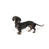 Franz Bergman, patinated bronze model of a daschund, patinated bronze