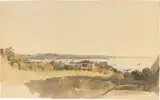 Thomas Ender, Die Bucht von Triest, Aquarell über Bleistift auf Papier