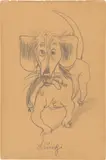 Otto Dix, Lumpi, Um 1923, Bleistift auf festem, gelblichem Papier (aus einem Gästebuch)