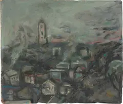 Herbert Kitzel, Blick von Kröllwitz nach Giebichenstein, Um 1953, Öl auf Karton