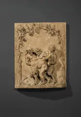 Michel Clodion, Der trunkene Silen, Um 1804, Terrakottarelief, Schlickerüberzug