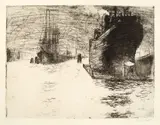 Emil Nolde, Hamburg, Reiherstiegdock, 1910, Radierung auf van Gelder-Bütten