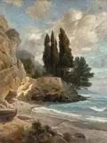 Edmund Kanoldt, Am Mittelmeer, 1899, Öl auf Leinwand
