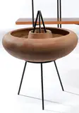 John Follis and Rex Goode, Pro/Artisan stoneware Sombrero with iron stand #4048