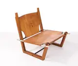 Maurice Martiné, Prototype lounge chair, c. 1967, An usual form with teak, aluminum, and leather