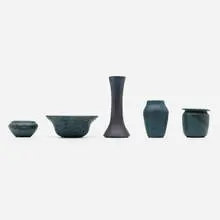 Marblehead Pottery, Collection of five Early vessels, c. 1905-08, glazed earthenware