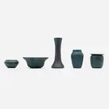 Marblehead Pottery, Collection of five Early vessels, c. 1905-08, glazed earthenware