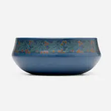 Marblehead Pottery, Bowl with holly leaves and berries, c. 1910, glazed earthenware