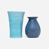 Marblehead Pottery, Vases with floral and leaf decorations, set of two