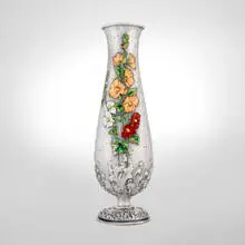 Rare and Tall Aesthetic Movement vase with hollyhocks by Gorham Manufacturing Company, sold Sep 2026