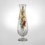 Gorham Manufacturing Company, Rare and Tall Aesthetic Movement vase with hollyhocks