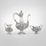 Unger Brothers, Art Nouveau three-piece coffee service with flowers