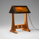 Gustav Stickley, Rare desk lamp, model 506