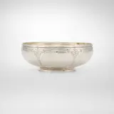 Herbert A. Taylor for Arthur J. Stone, Bowl with Celtic knot and dolphin head decoration, sterling silver