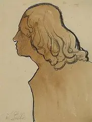Study (Woman's Profile) by Joseph Stella, pencil, ink and wash on paper, sold Jun 2003