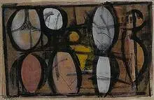 Jean Xceron, Abstract, and Two Figures, pair, watercolor on paper