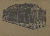 Packed Hay by Christo, 1973, lithograph with screenprint on cardboard, sold Jun 2003