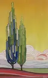 Albert Cugat, landscape, c. 1920s, gouache on paper