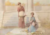 Henry Ryland, The fruit pickers, watercolour