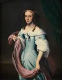 English School, Portrait of a lady, three-quarter length, in a blue dress