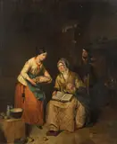 Thomas Faed Ra Hrsa, Evening by the fireside, oil on canvas