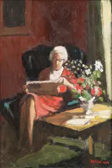 Charles James McCall, Letty at the Window; Letty Reading, both oil on board
