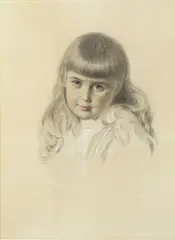 Frederick Sandys, Portrait of a young girl, pencil and coloured chalks