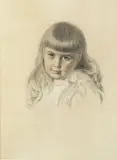 Frederick Sandys, Portrait of a young girl, pencil and coloured chalks