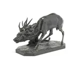 Antoine-Louis Barye, patinated bronze model of Panthere Saisissant un Cerf (premiere version)