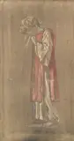 Louis Davis, Study for the dream of St Martin, watercolour