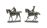 John Willis Good, pair of patinated bronze models of 'The Huntsman' and 'The Whip', patinated bronze