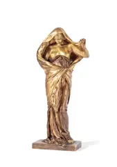 Louis-Ernest Barrius, gilt bronze figure of 'Nature Revealing herself to Science,', gilt bronze