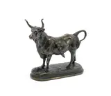Alfred Barye, patinated bronze model of a bull, patinated bronze