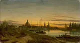 Deutsch, um 1850 & 60, Dresden im Abendlicht, Öl auf Leinwand