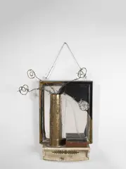 Edward Kienholz, A DEAD HORSE WITH MAN, 1991, Holz, Spiegel, Stacheldraht, Metall und Lack