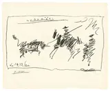Toros (La Pique) by Pablo Picasso, 1960, Lithografie auf Velin (Wasserzeichen: RICHARD DE BAS), sold Jun 2018