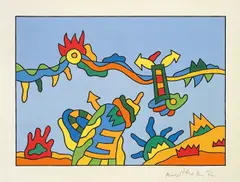 Alexis Akrithakis, Komposition, 1972, Tempera auf Papier