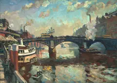 Ulrich Hübner, Blick auf die Jannowitzbrücke in Berlin, 1931, Öl auf Leinwand