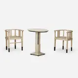 Modern, White and black painted oval center table