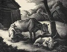 Thomas Hart Benton, White Calf, 1945, lithograph