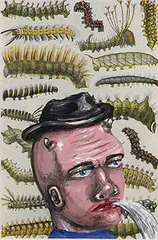 Fred Stonehouse, untitled (Devil and Berries), 1988, acrylic on book page