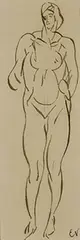 Standing Nude by Elie Nadelman, c.1907, pen and ink on paper, sold Nov 2002