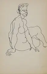 Joseph Delaney, drawings, pair, c. 1935, pen and ink on paper