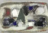 Jun'ichi Dobashi, Village, 1957, oil and sand on card