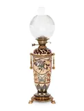 Florence Barlow, for Doulton Lambeth, circa 1890, An Earthenware Oil Lamp with Pâte-sur-Pâte Decoration, circa 1890