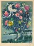 Marc Chagall, La baie des anges au bouquet de roses, 1967, Farblithographie auf Arches-Velin