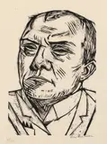 Max Beckmann, Selbstbildnis, 1922, Holzschnitt auf leicht rosafarbenem Japan