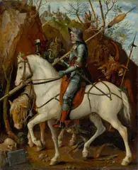 Ritter, Tod und Teufel (nach Dürer) by Deutsch, um 1870, Öl auf Leinwand, sold Nov 2017