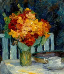Otto Eduard Pippel, Stillleben mit Blumenstrauß, Öl auf Leinwand, auf Holz aufgezogen
